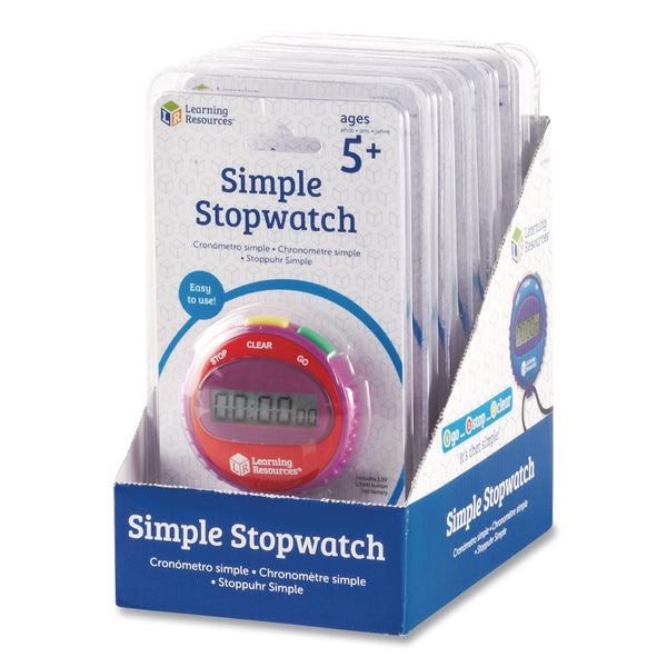Learning Resources® Simple Stopwatch, Accurate to 1/100 seconds, Randomly Assorted Colors, Black Lanyard, Set of 6 (LRNLER0809) Each
