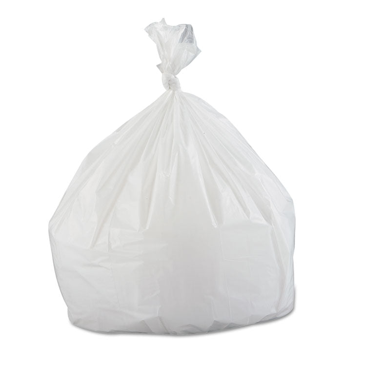 Inteplast Group Low-Density Commercial Can Liners, 33 gal, 0.8 mil, 33" x 39", White, 25 Bags/Roll, 6 Rolls/Carton (IBSSL3339XHW)