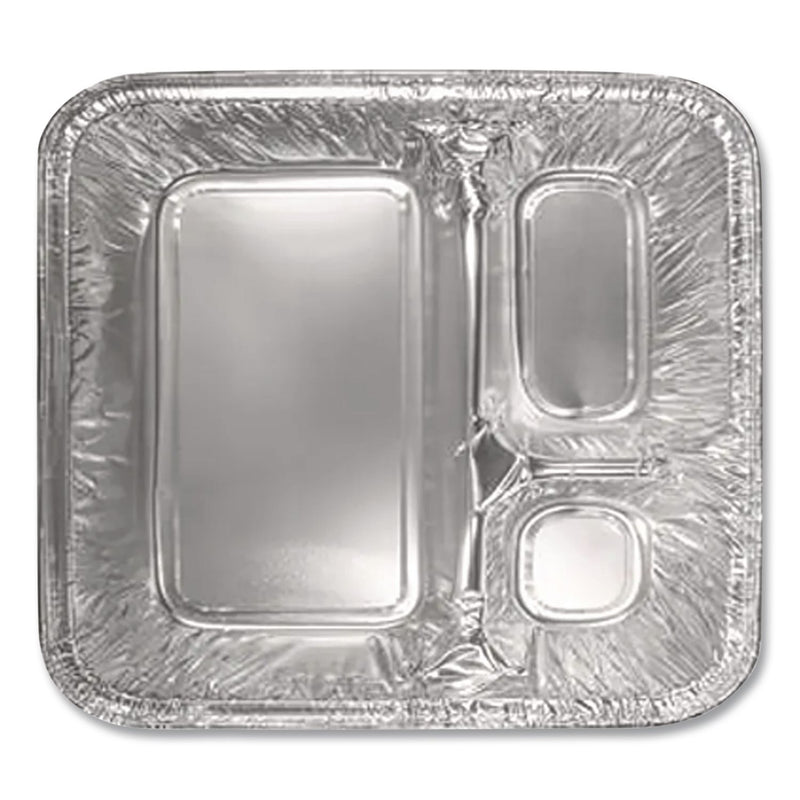 Handi-Foil Aluminum Oblong Container with Lid, 3-Compartment (HFA204535-250W) Case of 250