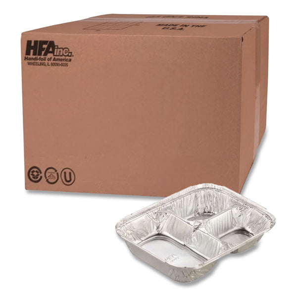 Handi-Foil Aluminum Oblong Container with Lid, 3-Compartment (HFA204535-250W) Case of 250