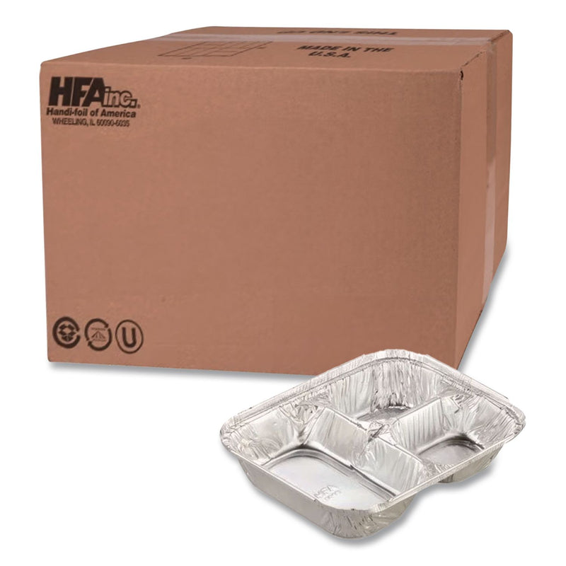 Handi-Foil Aluminum Oblong Container with Lid, 3-Compartment (HFA204535-250W) Case of 250