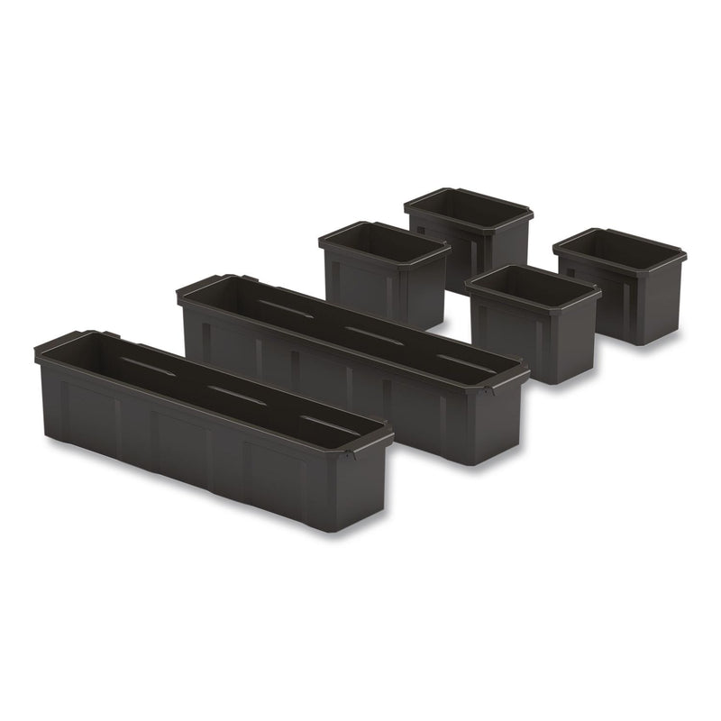 Suncast Commercial® Customizable Bin System for Utility Carts, 2 Large Bins, 4 Small Bins, Black (SUAPUCBIN6) Each
