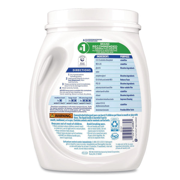 all® MIGHTY PACS Free Clear HE Laundry Detergent, 60 Pods/Tub, 4 Tubs/Carton (DIA46880) Case of 4