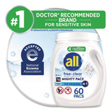 all® MIGHTY PACS Free Clear HE Laundry Detergent, 60 Pods/Tub, 4 Tubs/Carton (DIA46880) Case of 4