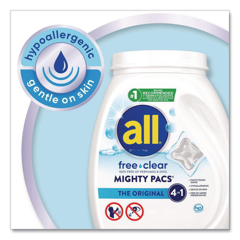 all® MIGHTY PACS Free Clear HE Laundry Detergent, 60 Pods/Tub, 4 Tubs/Carton (DIA46880) Case of 4