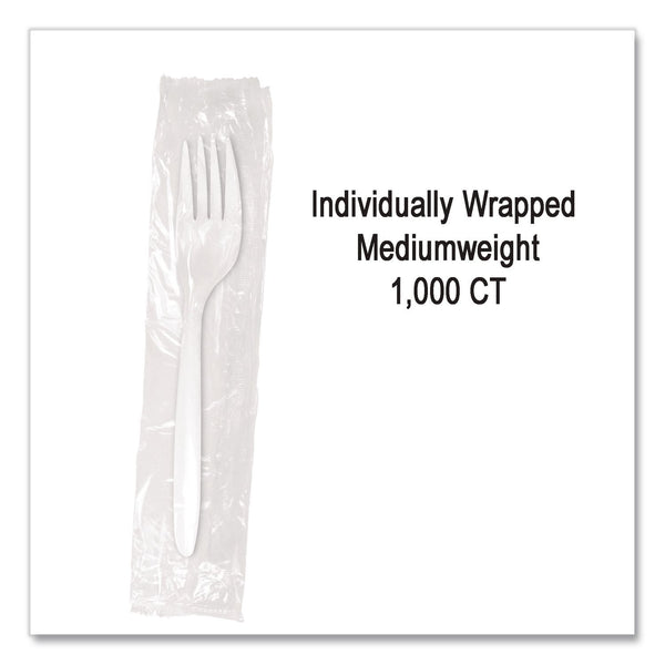 Berkley Square Individually Wrapped Mediumweight Cutlery, Forks, White, 1,000/Carton (BSQ1102000) Case of 1000