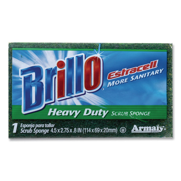 Brillo® Estracell Heavy Duty Scrub Sponge, 4.9 x 2.9, 0.8" Thick, Yellow/Green, 12/Carton (AMY21001) Case of 12