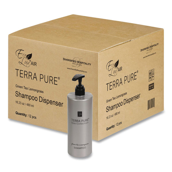 Diversified Hospitality Solutions Terra Pure Shampoo Air Pump, Green Tea Lemongrass Scent, 16.23 oz Bottle, 12/Carton (DHS458944) Case of 12