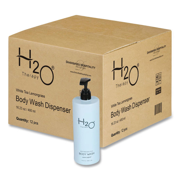 Diversified Hospitality Solutions H2O Therapy Body Wash Air Pump, White Tea and Lemongrass Scent, 16.23 oz Bottle, 12/Carton (DHS259829) Case of 12