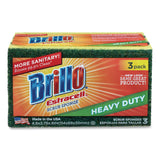 Brillo® Estracell Heavy Duty Scrub Sponge, 4.5 x 2.75, 0.8" Thick, Yellow/Green, 3 Sponges/Pack, 8 Packs/Carton (AMY21031) Case of 8