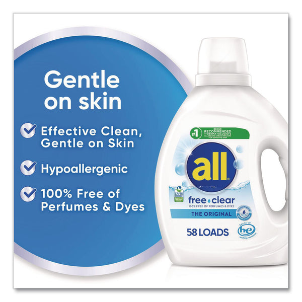 all® Free Clear HE Laundry Detergent, 58 Loads, Unscented, 73 oz Bottle, 6/Carton (DIA47415) Case of 6