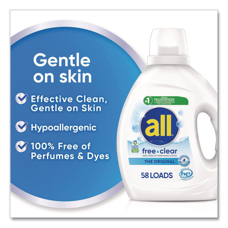 all® Free Clear HE Laundry Detergent, 58 Loads, Unscented, 73 oz Bottle, 6/Carton (DIA47415) Case of 6