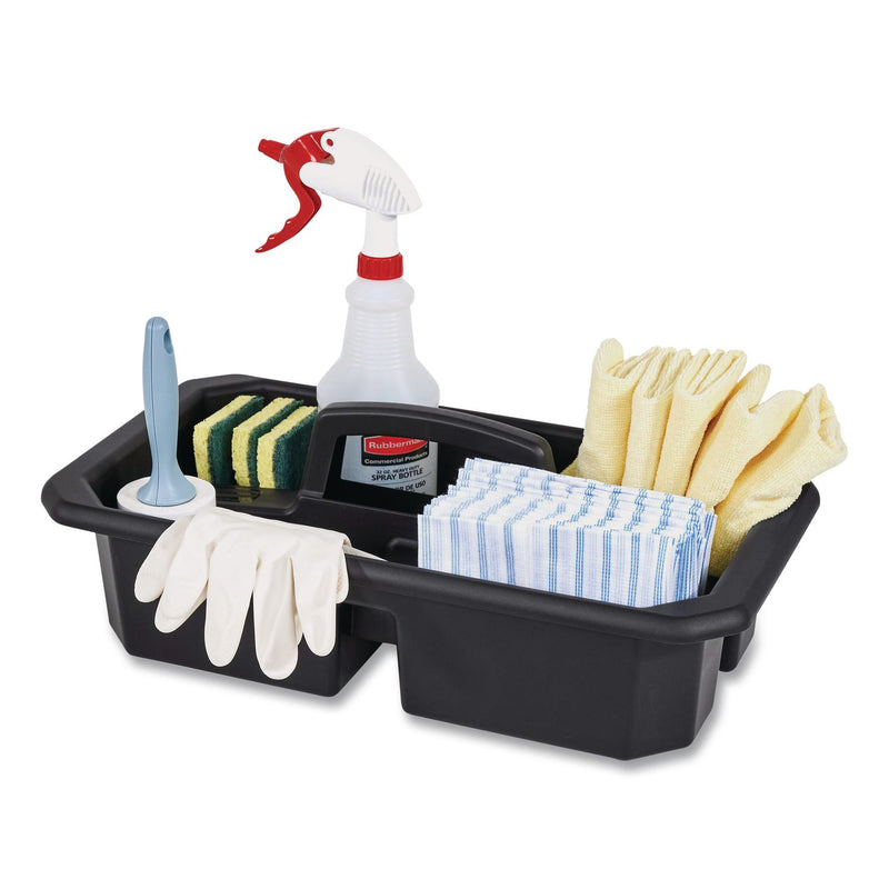 Rubbermaid® Commercial Cleaning Caddy, Compatible with Full Size and Compact Housekeeping Carts, Plastic, Black, 6/Carton (RCP2202586) Case of 6