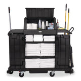Rubbermaid® Commercial Housekeeping Cart with Hood and Doors, Plastic, 4 Shelves,1 Bin, 24.4 x 62.4 x 56.9, Black (RCP2202587) Each