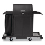 Rubbermaid® Commercial Housekeeping Cart with Hood and Doors, Plastic, 4 Shelves,1 Bin, 24.4 x 62.4 x 56.9, Black (RCP2202587) Each