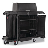 Rubbermaid® Commercial Housekeeping Cart with Hood and Doors, Plastic, 4 Shelves,1 Bin, 24.4 x 62.4 x 56.9, Black (RCP2202587) Each