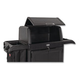Rubbermaid® Commercial Housekeeping Cart with Hood and Doors, Plastic, 4 Shelves,1 Bin, 24.4 x 62.4 x 56.9, Black (RCP2202587) Each