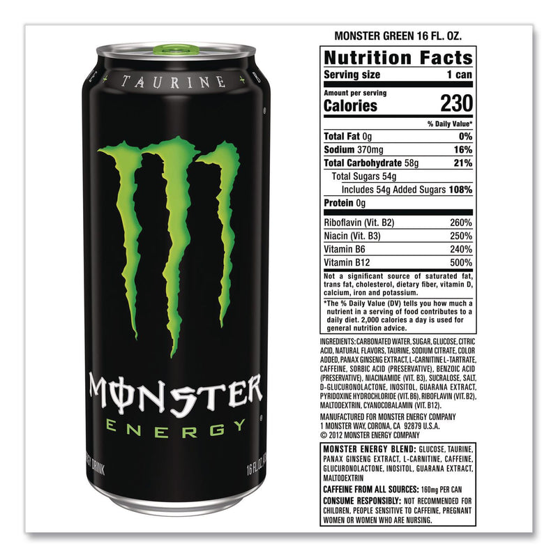 Monster Energy® Original, 16 oz Bottle, 24/Carton (GRR22002676) Case of 24