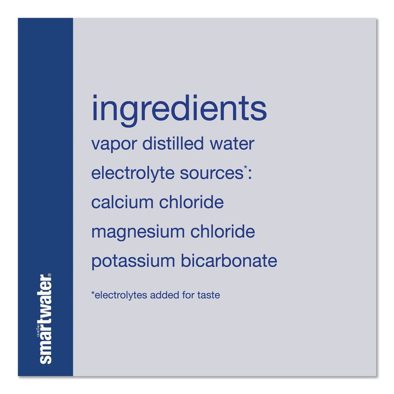 smartwater® Vapor-Distilled Water, Unflavored, 33.8 oz Bottle, 15/Carton (GRR22002684) Case of 15
