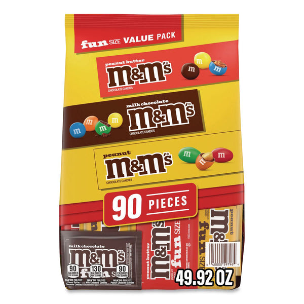 M & M's® Milk Chocolate, Peanut and Peanut Butter Fun Size Variety Pack, Assorted Flavors, Individually Wrapped, 90 Pieces (GRR22002630) Each