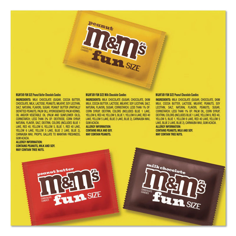 M & M's® Milk Chocolate, Peanut and Peanut Butter Fun Size Variety Pack, Assorted Flavors, Individually Wrapped, 90 Pieces (GRR22002630) Each