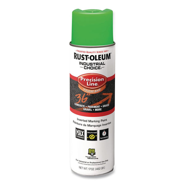 Rust-Oleum® Industrial Choice M1600 System Solvent-Based Precision Line Marking Paint, Flat Fluorescent Green, 17 oz Aerosol Can, 12/CT (RST203023V) Case of 12