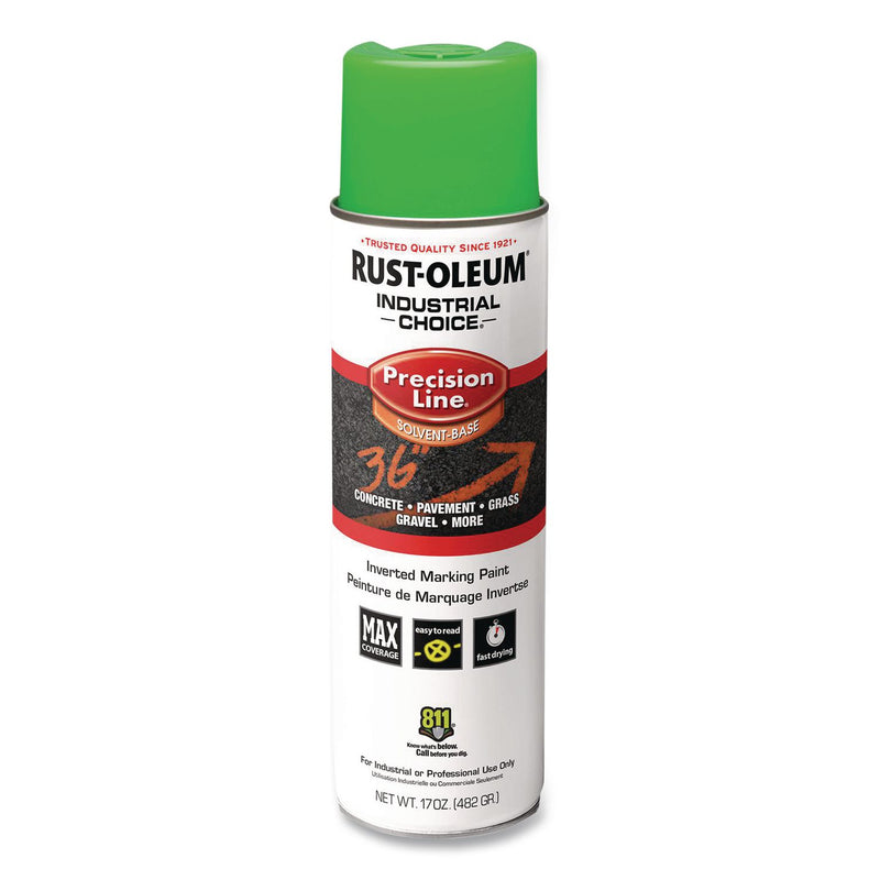 Rust-Oleum® Industrial Choice M1600 System Solvent-Based Precision Line Marking Paint, Flat Fluorescent Green, 17 oz Aerosol Can, 12/CT (RST203023V) Case of 12
