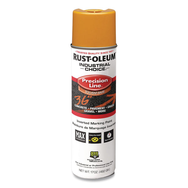 Rust-Oleum® Industrial Choice M1600 System Solvent-Based Precision Line Marking Paint, Flat Yellow, 17 oz Aerosol Can, 12/Carton (RST203024V) Case of 12