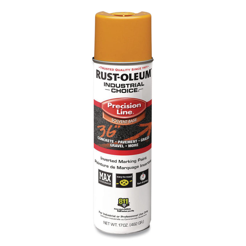 Rust-Oleum® Industrial Choice M1600 System Solvent-Based Precision Line Marking Paint, Flat Yellow, 17 oz Aerosol Can, 12/Carton (RST203024V) Case of 12