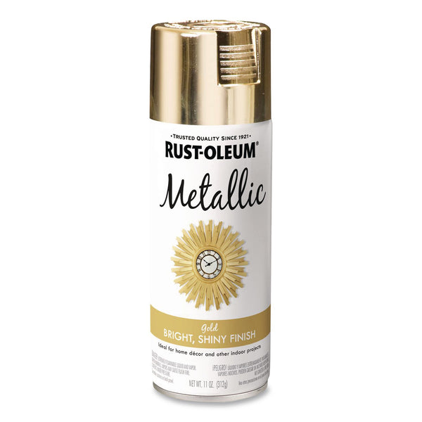 Rust-Oleum® Metallic Spray Paint, Metallic Gold, 11 oz Aerosol Can, 6/Carton (RST340647) Case of 6
