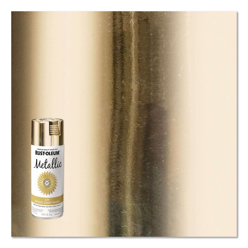 Rust-Oleum® Metallic Spray Paint, Metallic Gold, 11 oz Aerosol Can, 6/Carton (RST340647) Case of 6