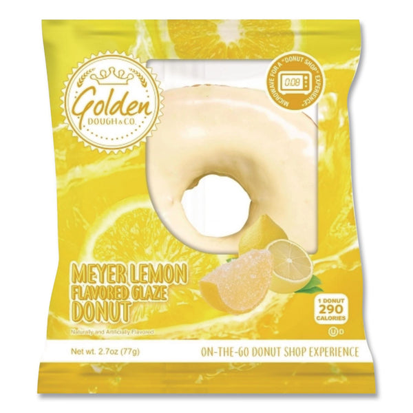 Golden Dough Foods Meyer Lemon Glazed Donut, Lemon, 2.7 oz Individually Wrapped, 7 Donuts/Carton (GRR30700396) Case of 7