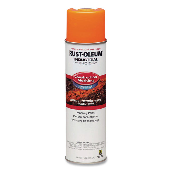 Rust-Oleum® Industrial Choice M1400 System Water-Based Construction Marking Paint, Gloss Fluorescent Orange, 17 oz Aerosol Can, 12/Carton (RST264697) Case of 12