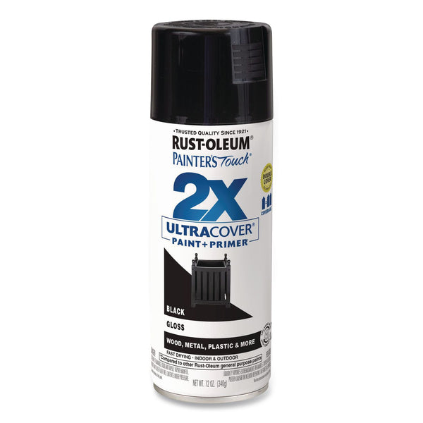 Rust-Oleum® Painter's Touch 2X Ultra Cover Spray Paint, Gloss Black, 12 oz Aerosol Can, 6/Carton (RST334026) Case of 6