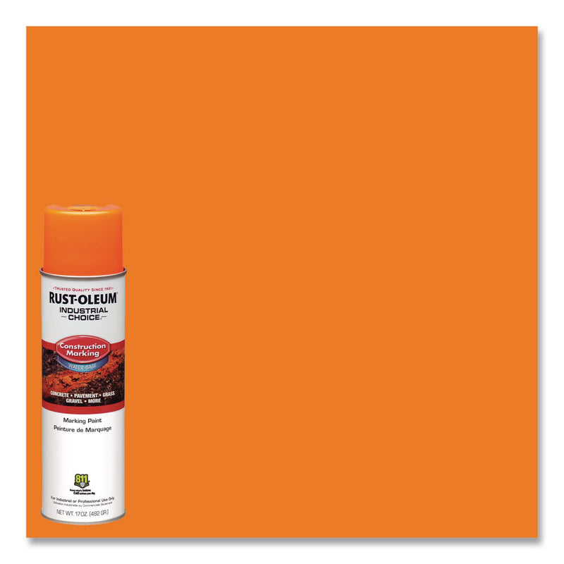 Rust-Oleum® Industrial Choice M1400 System Water-Based Construction Marking Paint, Gloss Fluorescent Orange, 17 oz Aerosol Can, 12/Carton (RST264697) Case of 12