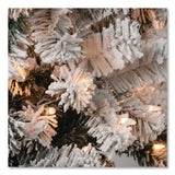 National Tree Company® Pre-Lit Acacia Medium Flocked Tree, 34" x 34" x 89", Green Tree, Green Tree Stand (NTTAC10030275F) Each