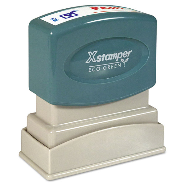 Xstamper® Two-Color Title Stamp, PAID, Blue/Red (XST2024) Each