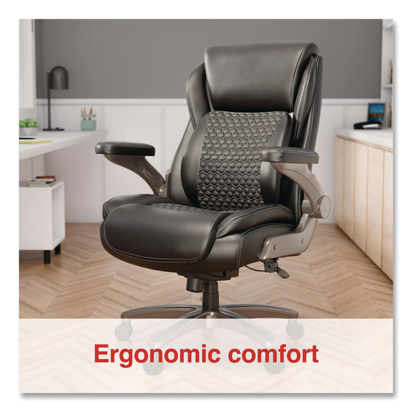 Alera® Leithen Bonded Leather Big and Tall Midback Chair, Supports 400 lbs,19.49" - 22.44" Seat Height, Black Seat/Back, Silver Base (ALELT42B49) Each