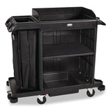 Rubbermaid® Commercial Compact Housekeeping Cart?, Plastic, 3 Shelves 1 Bin, 23 x 53.12 x 19.1, Black (RCP2202585) Each