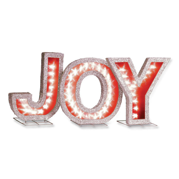 National Tree Company® Pre-Lit LED JOY Decoration, AC Powered, Blue/Green/Red LED Lights, 1.75" x 55" x 18", Red (NTTDF000021X) Each