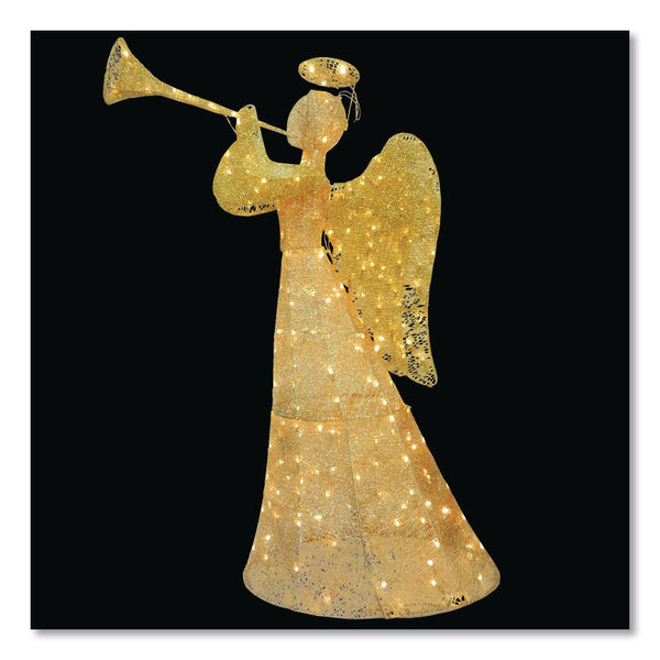 National Tree Company® Champagne Angel Decoration, AC Powered, Warm White LED Lights, 18" x 33" x 60", Champagne (NTTDF210004C) Each