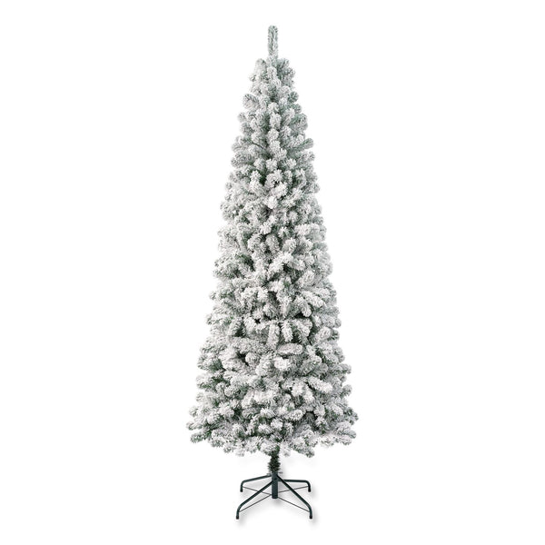 National Tree Company® Acacia Medium Flocked Tree, 34" x 34" x 88.5" Green Tree, Green Tree Stand (NTTAC10050275F) Each