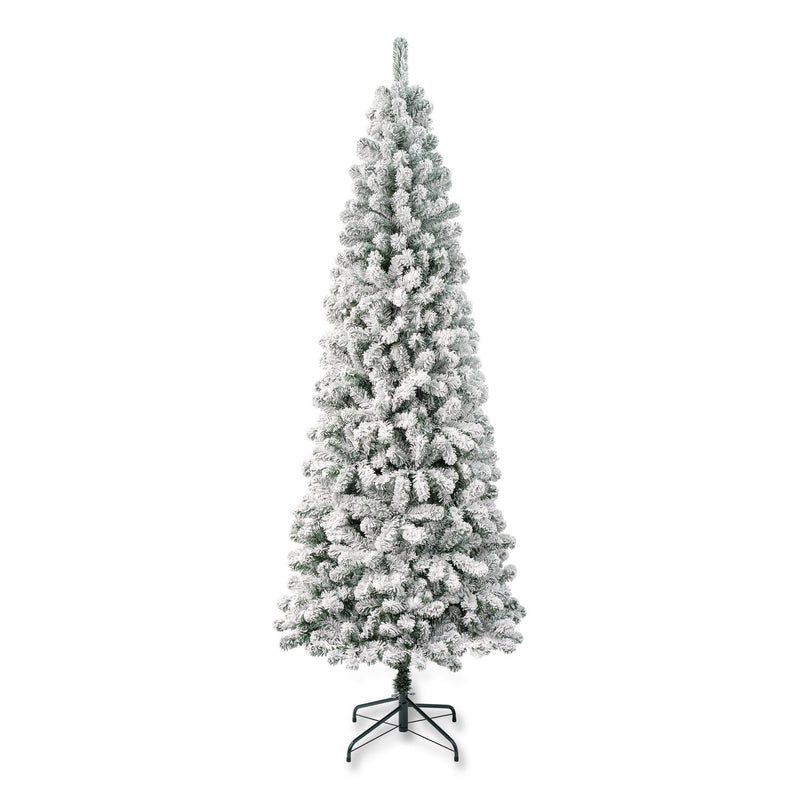 National Tree Company® Acacia Medium Flocked Tree, 34" x 34" x 88.5" Green Tree, Green Tree Stand (NTTAC10050275F) Each