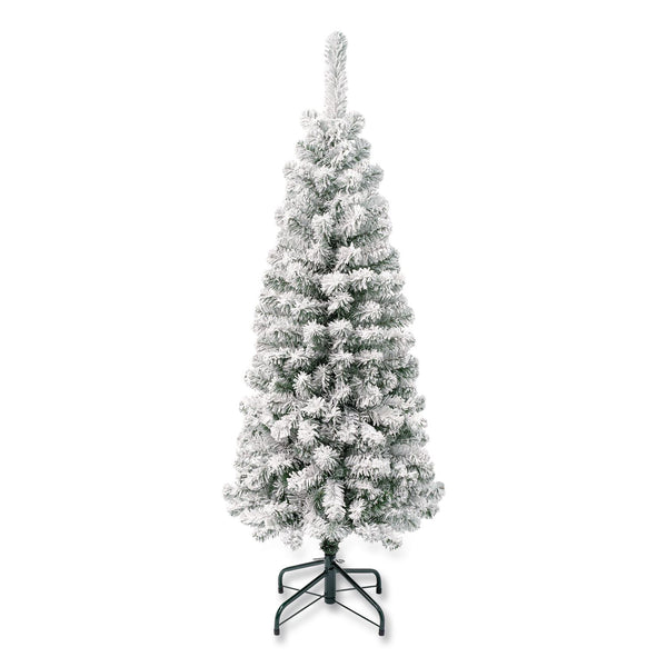 National Tree Company® Acacia Pencil Slim Flocked Tree, 21" x 21" x 53.1", Green Tree, Green Tree Stand (NTTAC10050445F) Each