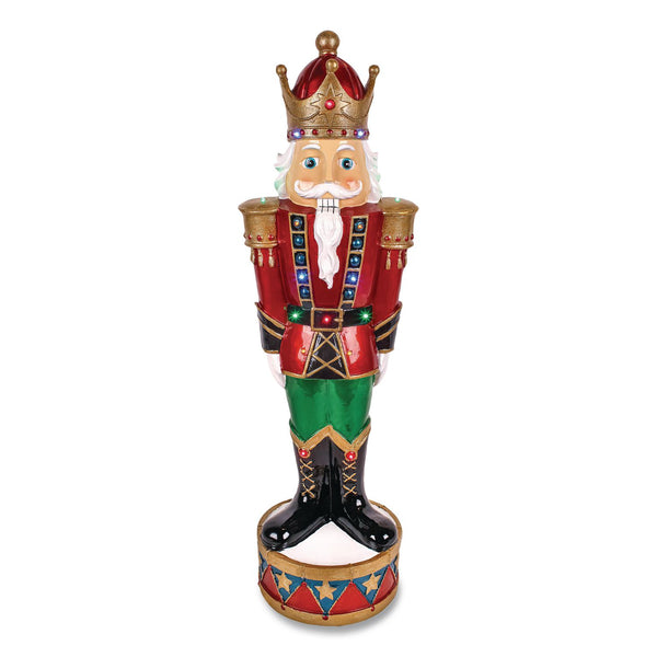 National Tree Company® Nutcracker Christmas Decor, AC Powered, Blue/Green/Red/Yellow LED Lights, 10" x 11.37" x 36.5", Red (NTTBG18492AR1) Each