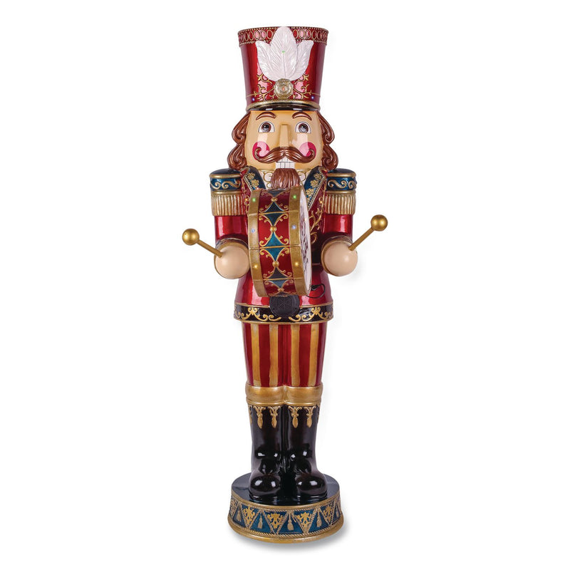 National Tree Company® Animated Nutcracker, AC Powered, Blue/Green/Red/Yellow LED Lights, 22.25" x 18" x 58.5", Red (NTTBG20587A) Each