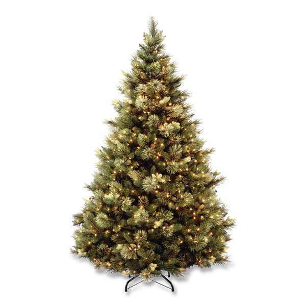 National Tree Company® Pre-Lit Carolina Pine Tree, 55" x 55" x 78", Green Tree, Green Tree Stand (NTTCAP330665) Each