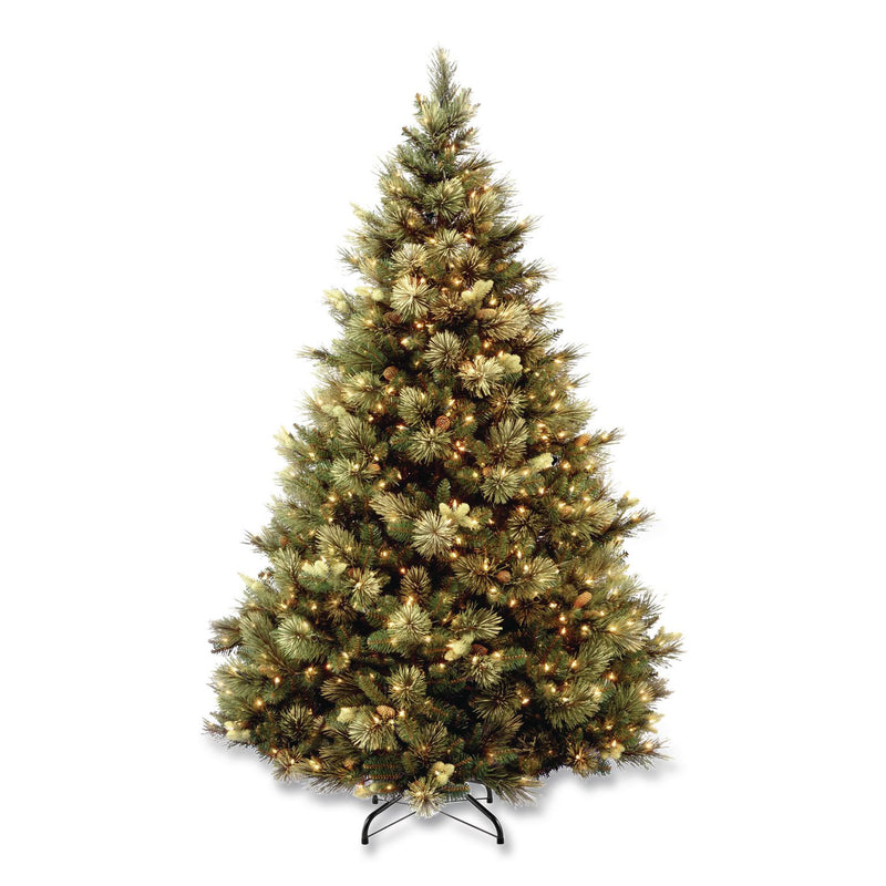National Tree Company® Pre-Lit Carolina Pine Tree, 55" x 55" x 78", Green Tree, Green Tree Stand (NTTCAP330665) Each