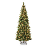 National Tree Company® Pre-Lit Charleston Pine Slim Tree, 50" x 50" x 108", Green Tree, Green Tree Stand (NTTCHR330490) Each