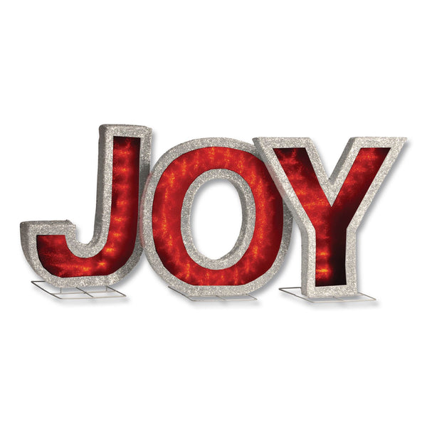 National Tree Company® Pre-Lit LED JOY Decoration, AC Powered, Blue/Green/Red LED Lights, 1.75" x 55" x 18", Red (NTTDF000021X) Each